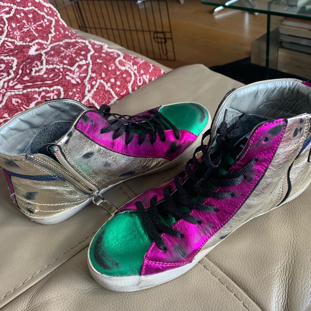 Philippe Model High tip metallic sneakers